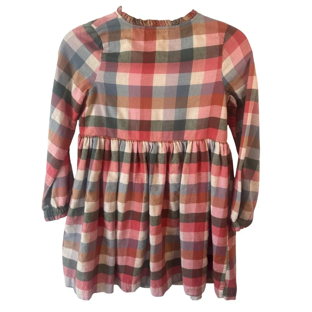 Mini Boden Dress Plaid Ruffle Collar 11-12Y‎ Multicolor Girls